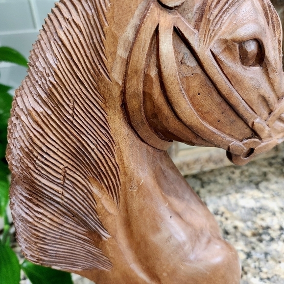 Vintage Hand Carved Wood Horse Head / Knight Chess Piece Sculpture - Picture 7 of 11